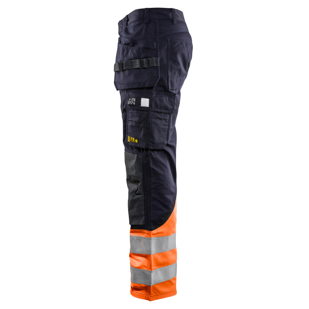 Blaklader 1489 Multinorm Inherent Trousers Navy Blue Hi Vis Orange Left