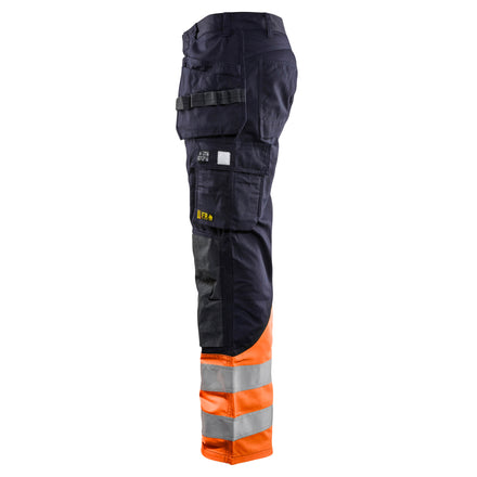 Blaklader 1489 Multinorm Inherent Trousers Navy Blue Hi Vis Orange Left
