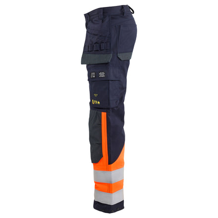 Blaklader 1489 Multinorm Inherent Trousers Navy Blue Hi Vis Orange Left