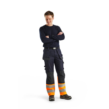 Blaklader 1489 Multinorm Inherent Trousers Navy Blue Hi Vis Orange Model