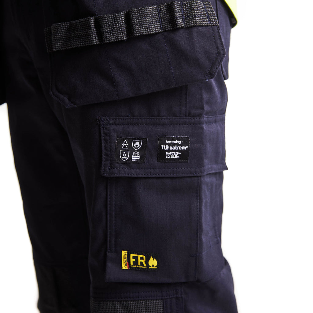 Blaklader 1489 Multinorm Inherent Trousers Navy Blue Hi Vis Yellow Feature 1