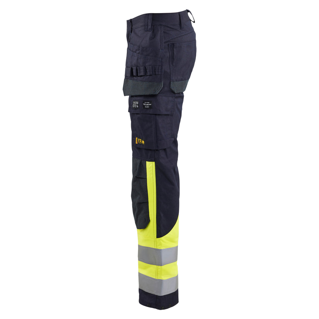 Blaklader 1489 Multinorm Inherent Trousers Navy Blue Hi Vis Yellow Left