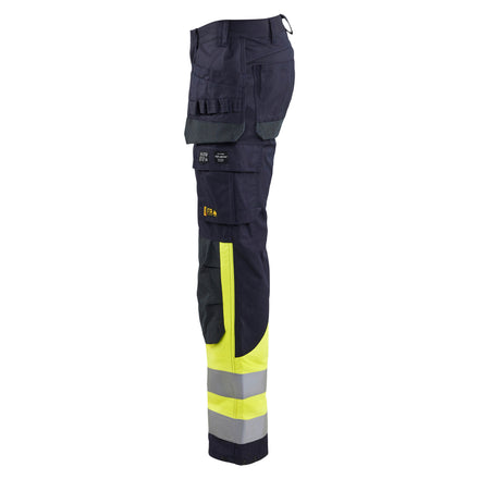 Blaklader 1489 Multinorm Inherent Trousers Navy Blue Hi Vis Yellow Left