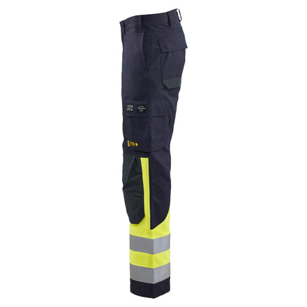 Blaklader 1491 Apc 2 Multinorm Inherent Trousers Navy Blue Hi Vis Yellow Left