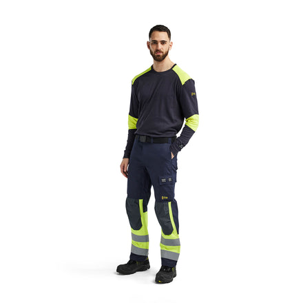 Blaklader 1491 Apc 2 Multinorm Inherent Trousers Navy Blue Hi Vis Yellow Model