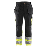 Blaklader 1529 Hi Vis Trousers Black Hi Vis Yellow Front