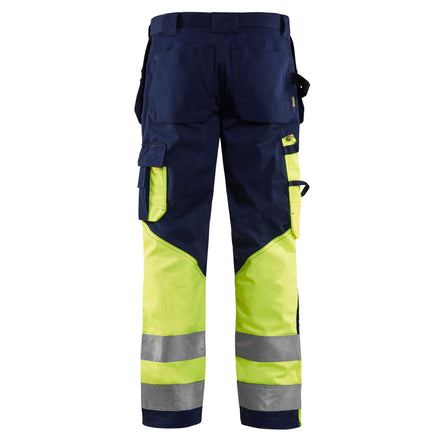 Blaklader 1529 Hi Vis Trousers Navy Blue Hi Vis Yellow Back