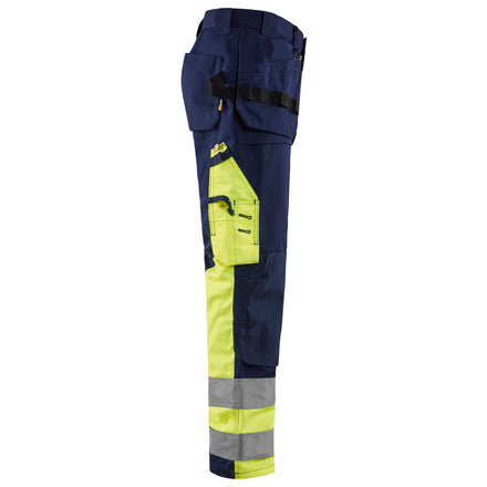 Blaklader 1529 Hi Vis Trousers Navy Blue Hi Vis Yellow Right