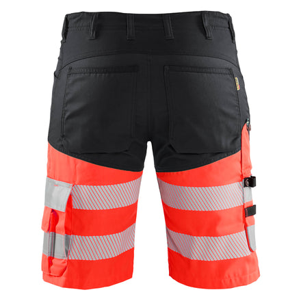 Blaklader 1541 Hi Vis Shorts With Stretch Black Hi Vis Red Back