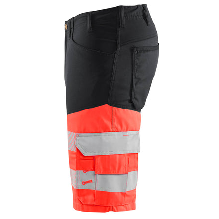Blaklader 1541 Hi Vis Shorts With Stretch Black Hi Vis Red Left