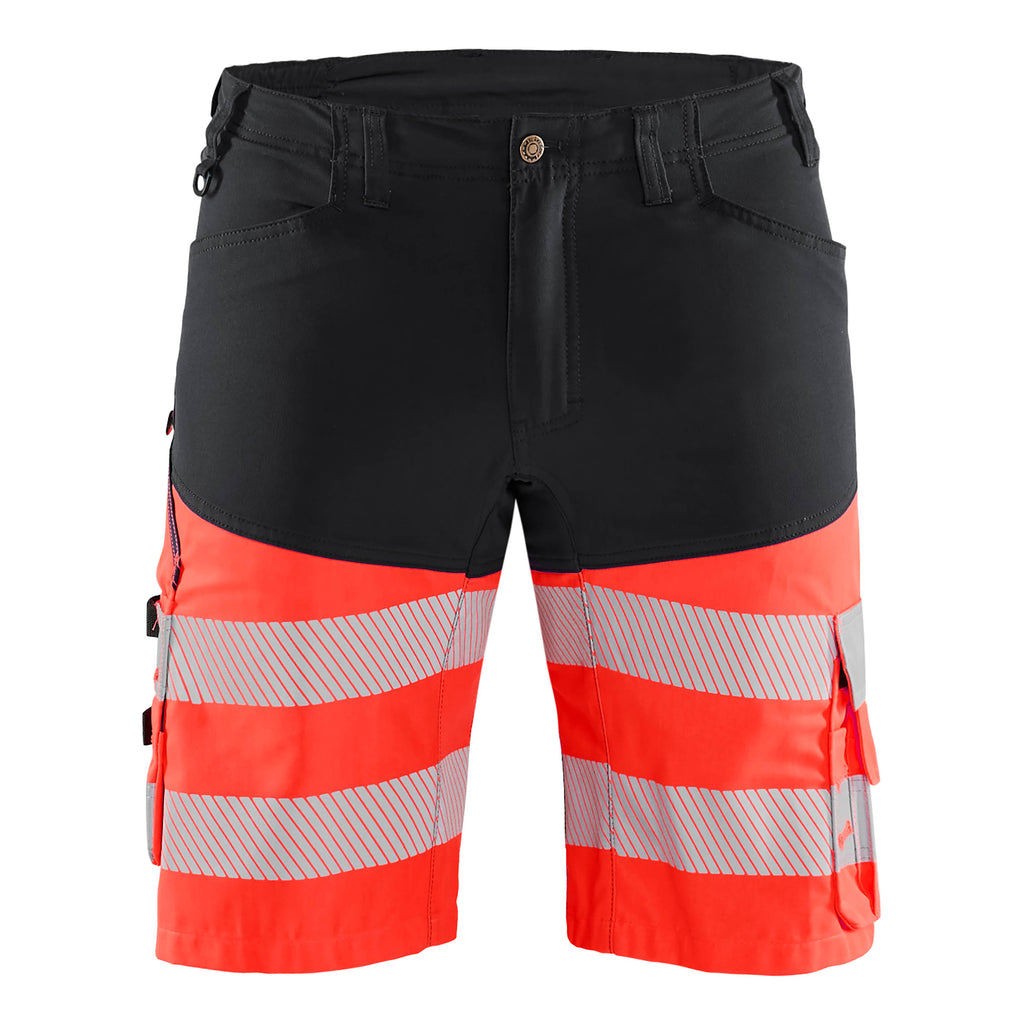 Blaklader 1541 Hi Vis Shorts With Stretch Black Hi Vis Red Main
