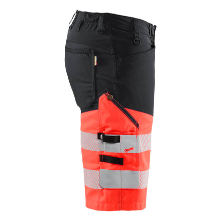 Blaklader 1541 Hi Vis Shorts With Stretch Black Hi Vis Red Right