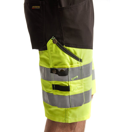 Blaklader 1541 Hi Vis Shorts With Stretch Black Hi Vis Yellow Feature 2