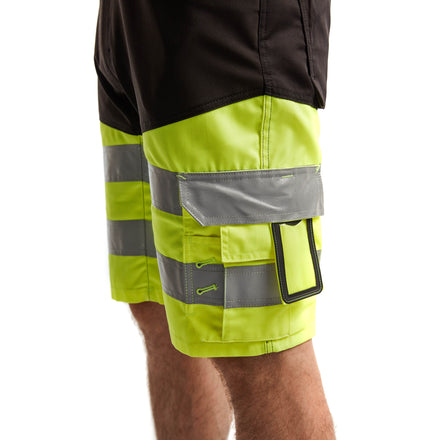 Blaklader 1541 Hi Vis Shorts With Stretch Black Hi Vis Yellow Feature 3