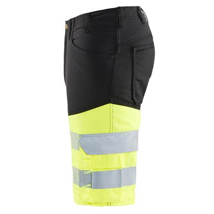 Blaklader 1541 Hi Vis Shorts With Stretch Black Hi Vis Yellow Left