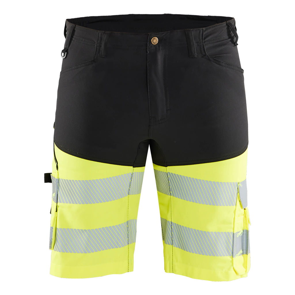 Blaklader 1541 Hi Vis Shorts With Stretch Black Hi Vis Yellow Main