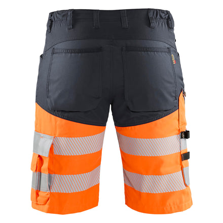 Blaklader 1541 Hi Vis Shorts With Stretch Grey Hi Vis Orange Back