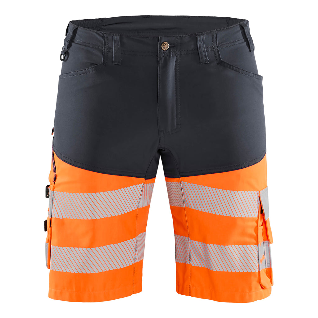 Blaklader 1541 Hi Vis Shorts With Stretch Grey Hi Vis Orange Main