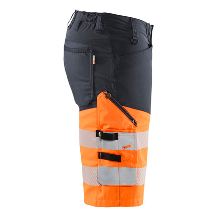 Blaklader 1541 Hi Vis Shorts With Stretch Grey Hi Vis Orange Right