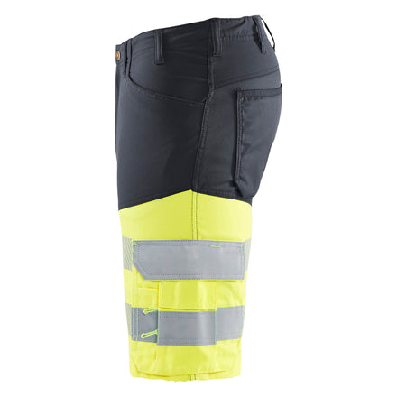 Blaklader 1541 Hi Vis Shorts With Stretch Grey Hi Vis Yellow Left