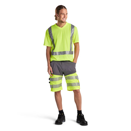 Blaklader 1541 Hi Vis Shorts With Stretch Grey Hi Vis Yellow Model