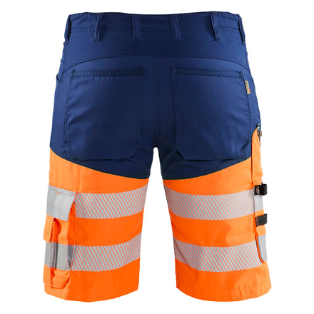 Blaklader 1541 Hi Vis Shorts With Stretch Navy Blue Hi Vis Orange Back
