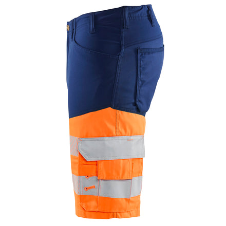 Blaklader 1541 Hi Vis Shorts With Stretch Navy Blue Hi Vis Orange Left
