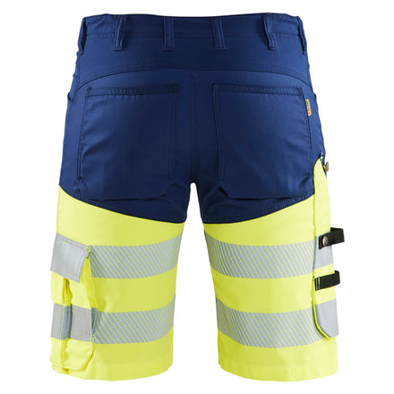 Blaklader 1541 Hi Vis Shorts With Stretch Navy Blue Hi Vis Yellow Back