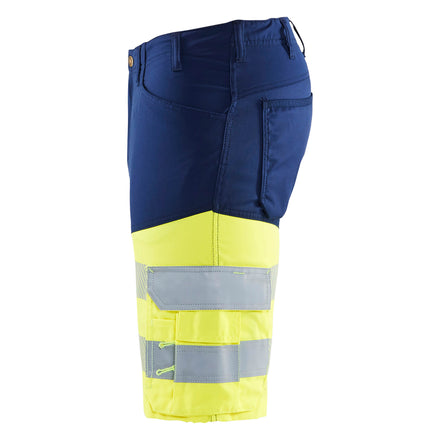Blaklader 1541 Hi Vis Shorts With Stretch Navy Blue Hi Vis Yellow Left
