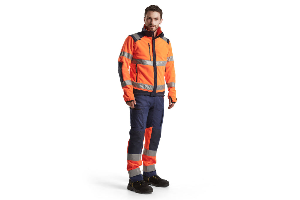 Blaklader 1551 Black/Red Hi-Vis Trousers With Stretch