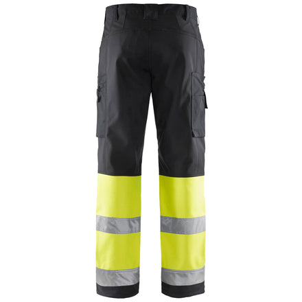 Blaklader 1562 Hi Vis Softshell Trousers Black Hi Vis Yellow Back