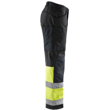 Blaklader 1562 Hi Vis Softshell Trousers Black Hi Vis Yellow Right