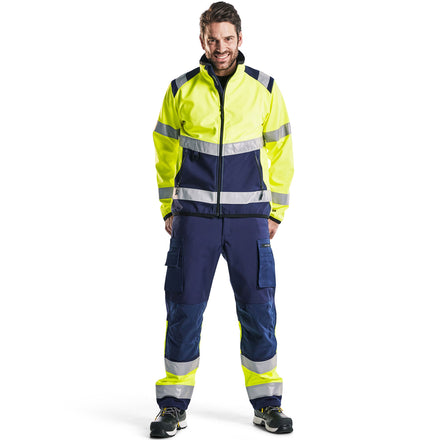 Blaklader 1562 Hi Vis Softshell Trousers Navy Blue Hi Vis Yellow Model