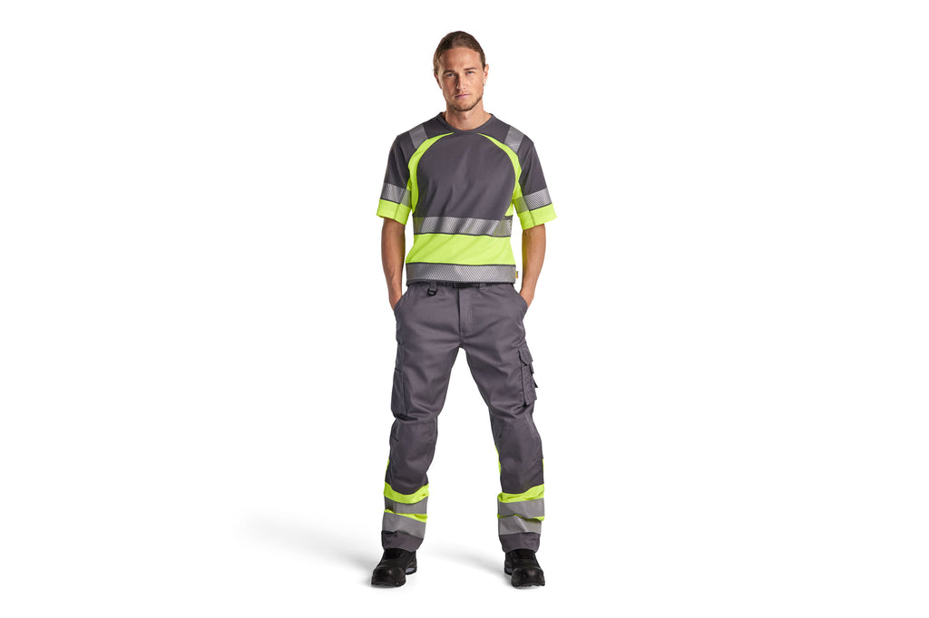 Blaklader 1564 Black/Red Hi-Vis Trousers