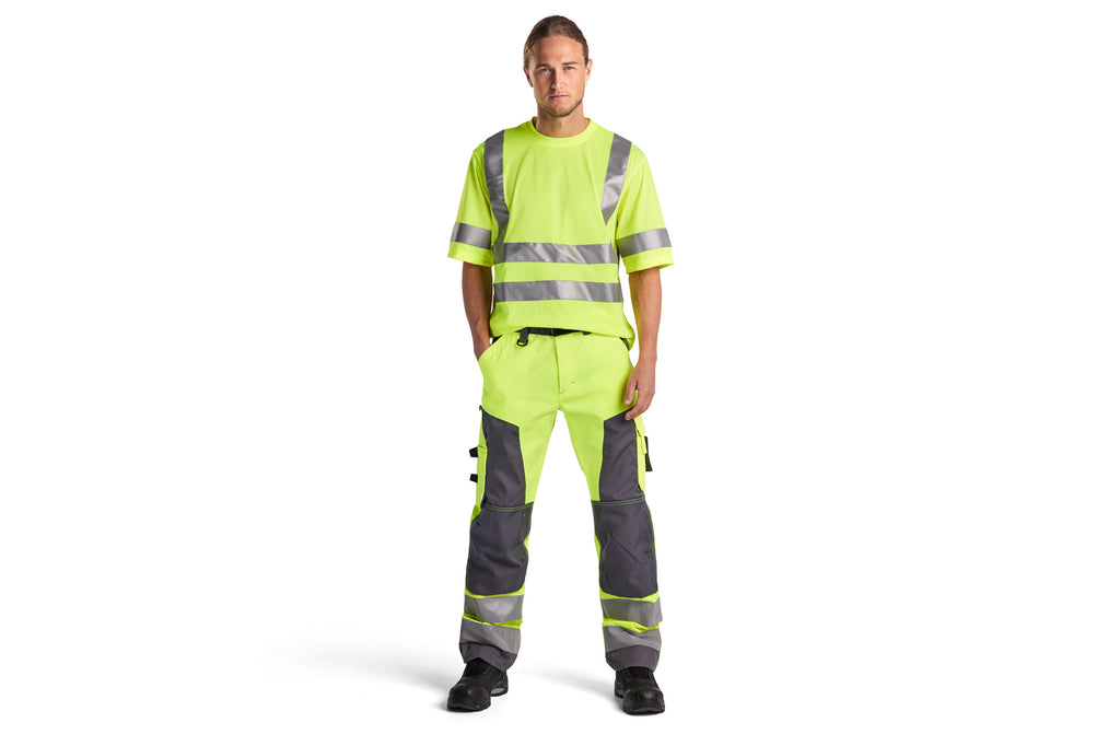 Blaklader 1566 Hi-Vis Orange/Mid Grey Trousers Without Nail Pockets