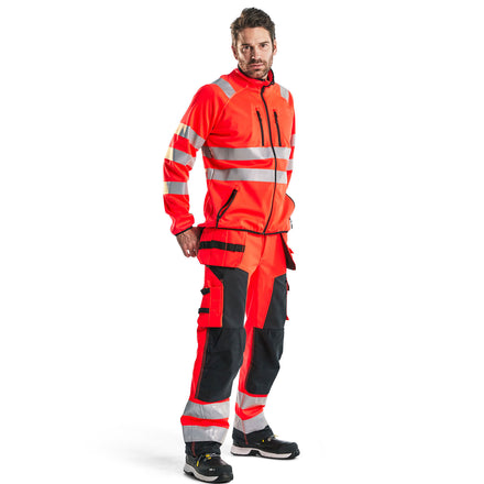 Blaklader 1567 Hi Vis Softshell Craftsman Trousers Hi Vis Red Black Model