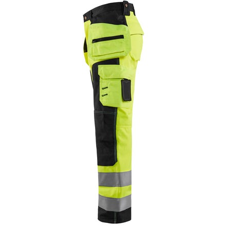 Blaklader 1567 Hi Vis Softshell Craftsman Trousers Hi Vis Yellow Black Left