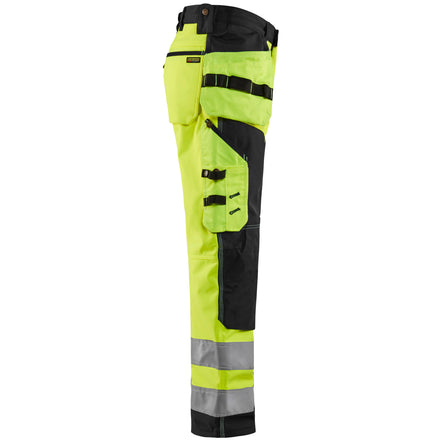 Blaklader 1567 Hi Vis Softshell Craftsman Trousers Hi Vis Yellow Black Right