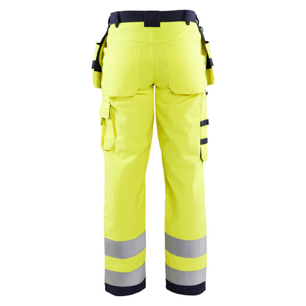 Blaklader 1579 Multinorm Craftsman Trousers Hi Vis Yellow Navy Blue Back
