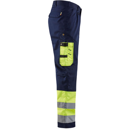 Blaklader 1584 Hi Vis Trousers Hi Vis Yellow Navy Blue Right