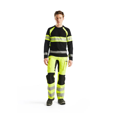Blaklader 1585 Hi Vis Trousers With Stretch Hi Vis Yellow Black Model