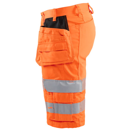 Blaklader 1586 Hi Vis Shorts With Stretch Hi Vis Orange Navy Blue Left