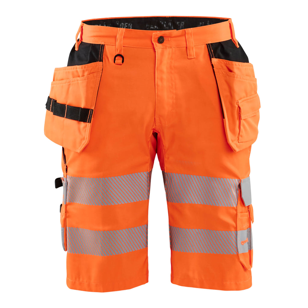 Blaklader 1586 Hi Vis Shorts With Stretch Hi Vis Orange Navy Blue Main
