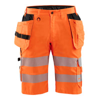 Blaklader 1586 Hi Vis Shorts With Stretch Hi Vis Orange Navy Blue Main