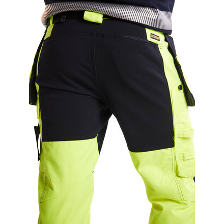 Blaklader 1587 Multinorm Inherent Trousers With Stretch Hi Vis Yellow Navy Blue Feature 3