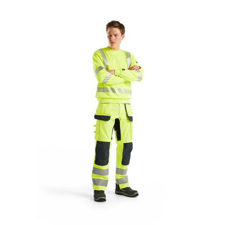 Blaklader 1587 Multinorm Inherent Trousers With Stretch Navy Blue Hi Vis Yellow Model