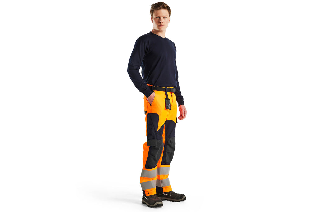 Blaklader 1588 Hi-Vis Orange/Navy Blue Arc Flash & Fire Retardant Multinorm Inherent Trousers