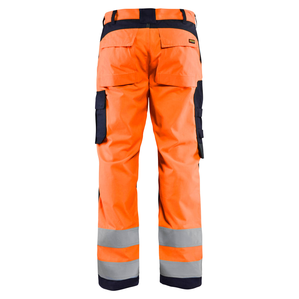 Blaklader 1588 Multinorm Inherent Trousers Hi Vis Orange Navy Blue Back