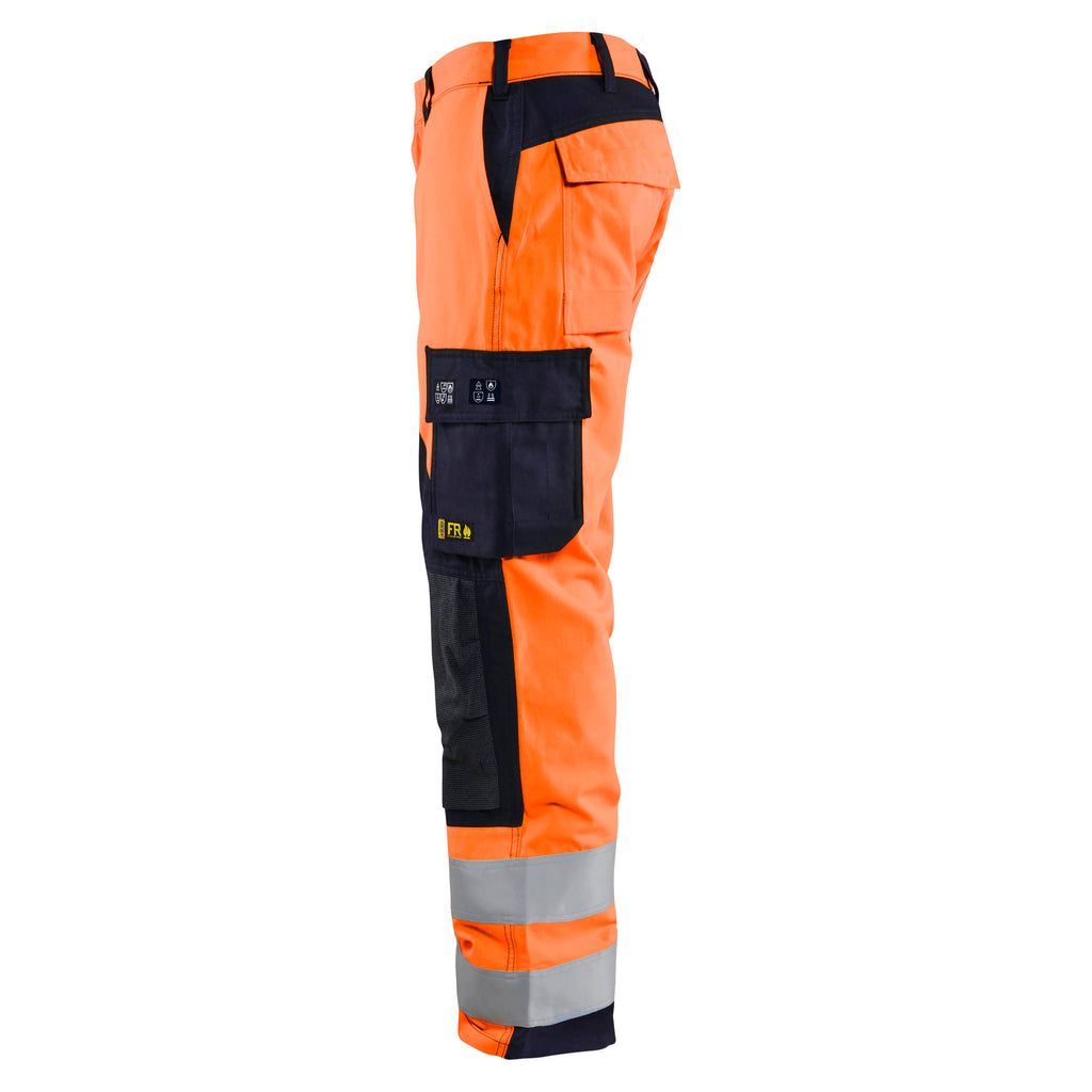Blaklader 1588 Multinorm Inherent Trousers Hi Vis Orange Navy Blue Left