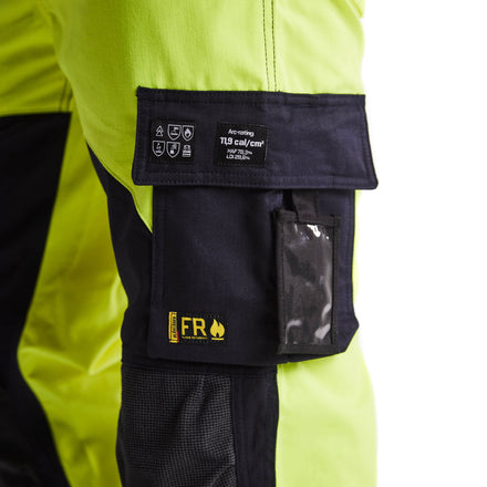 Blaklader 1588 Multinorm Inherent Trousers Hi Vis Yellow Navy Blue Feature 1